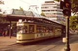 Augsburg Straßenbahnlinie 1 mit Gelenkwagen 534 am Königsplatz (1982)