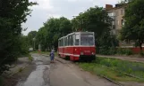 Kramatorsk Straßenbahnlinie 5 mit Triebwagen 0045 auf Tsentralna Street (2012)