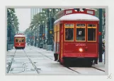 Postkarte: New Orleans Linie 47 Canal Streetcar mit Triebwagen 2016 auf Canal street (2010)