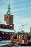 Postkarte: Odense Hovedlinie mit Triebwagen 4 auf Skomagersstræde (1952)