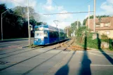 Rostock Straßenbahnlinie 12 mit Niederflurgelenkwagen 667 auf Hamburger Straße (1995)