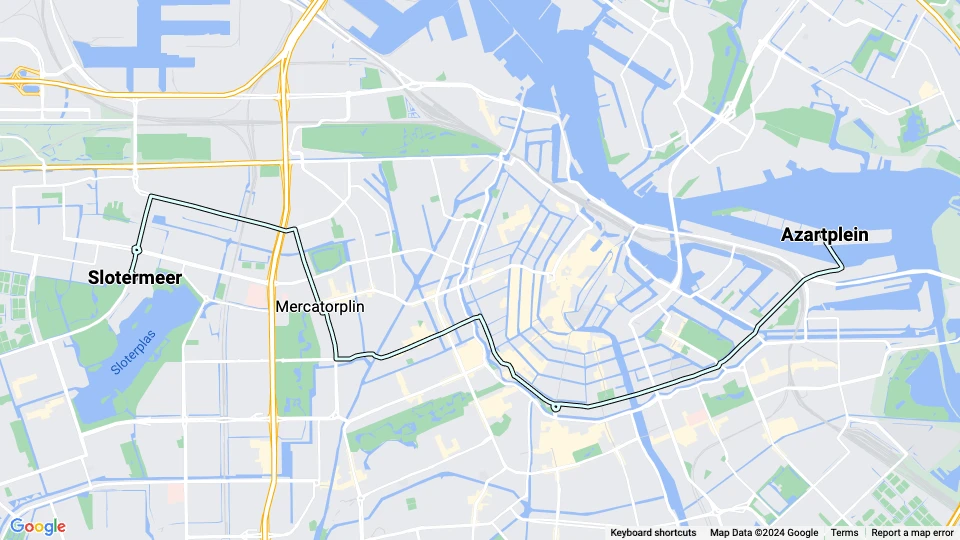 Amsterdam Straßenbahnlinie 7: Slotermeer - Azartplein Linienkarte