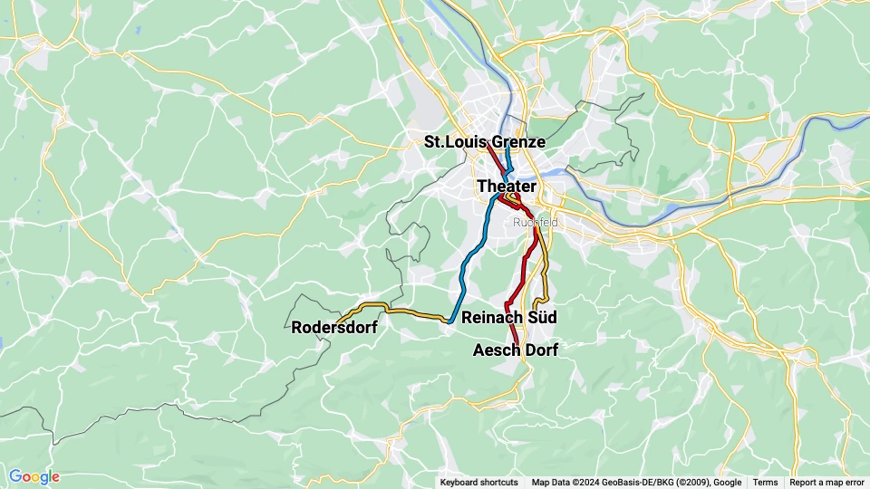 Baselland Transport (BLT) Linienkarte