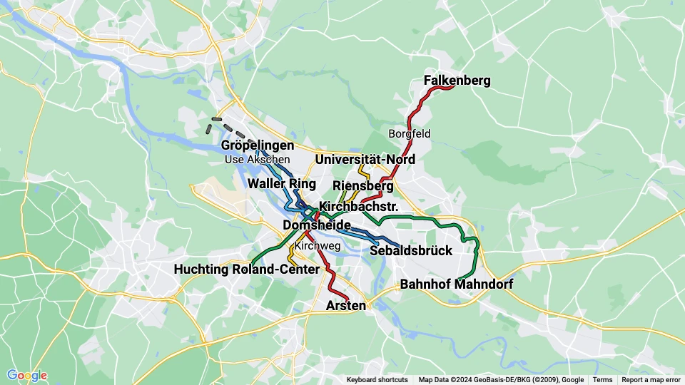 Bremer Straßenbahn (BSAG) Linienkarte