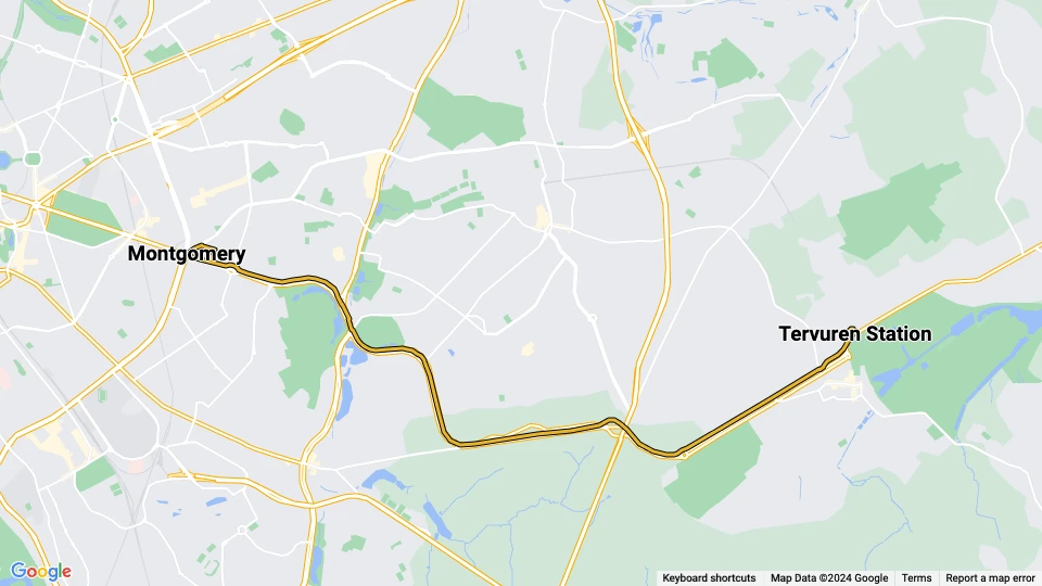 Brüssel Straßenbahnlinie 44: Montgomery - Tervuren Station Linienkarte