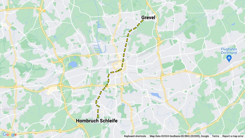 Dortmund Straßenbahnlinie 402: Hombruch Schleife - Grevel Linienkarte