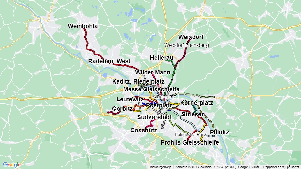 Dresdner Verkehrsbetriebe (DVB) Linienkarte
