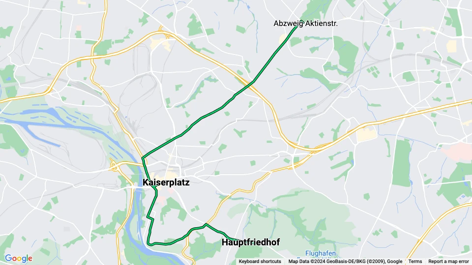Essen Straßenbahnlinie 104 Linienkarte