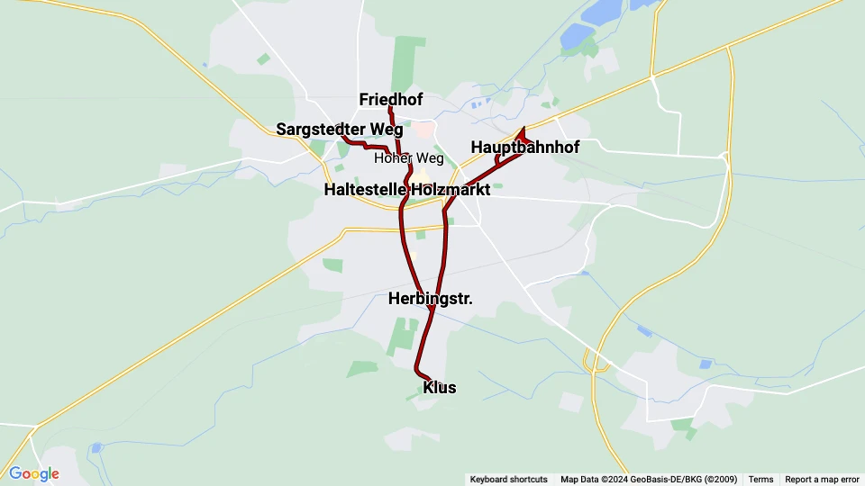 Halberstädter Verkehrs (HVG) Linienkarte