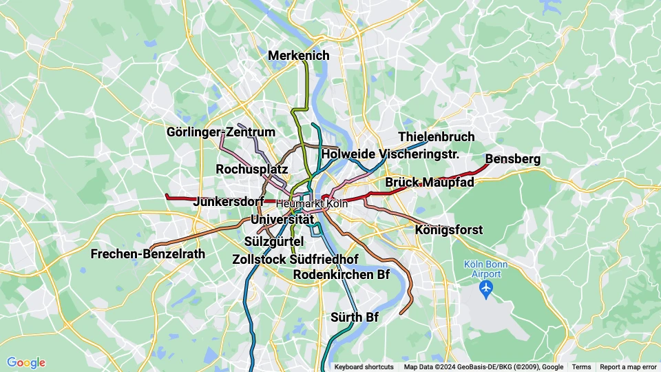 Kölner Verkehrs-Betriebe (KVB) Linienkarte