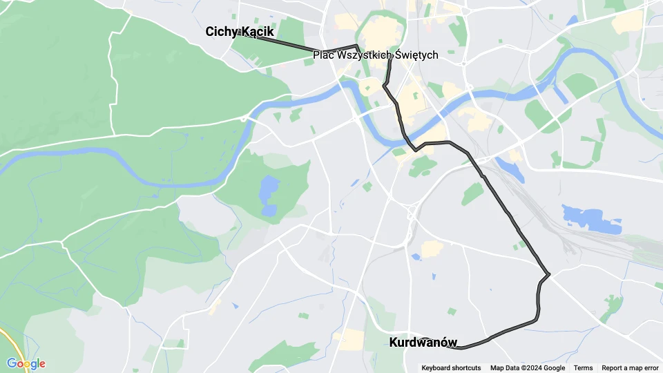 Krakau Zusätzliche Linie 6: Kurdwanów - Cichy Kącik Linienkarte