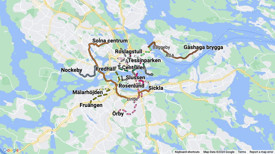Storstockholms Lokaltrafik (SL) Linienkarte