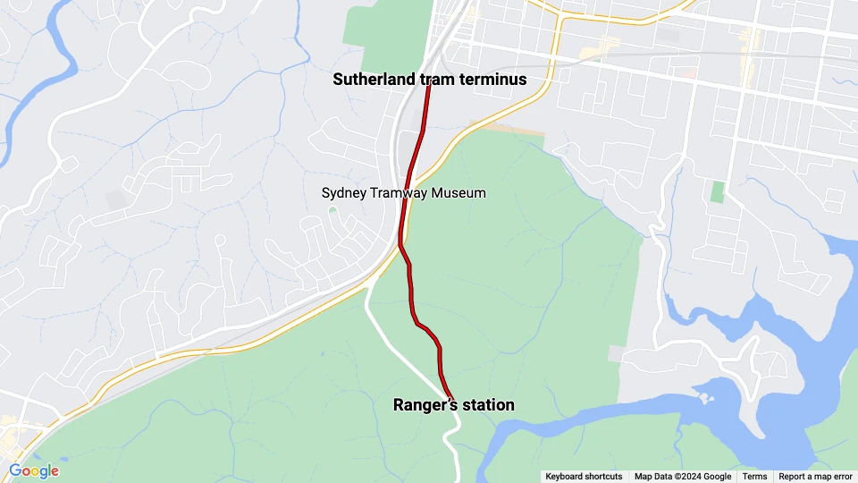 Sydney Tramway Museum Linienkarte