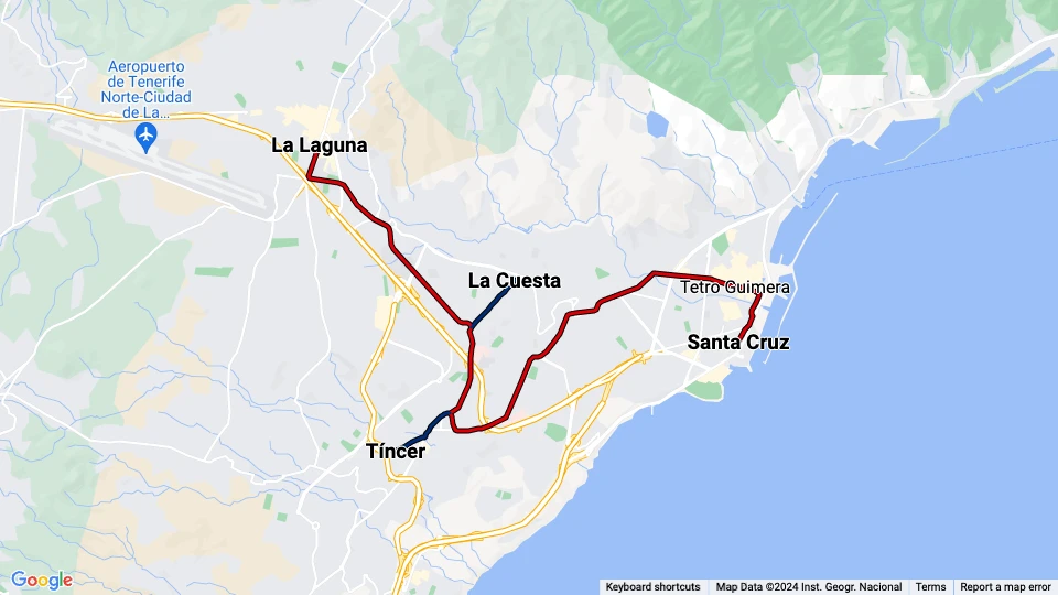 Tranvía de Tenerife Linienkarte