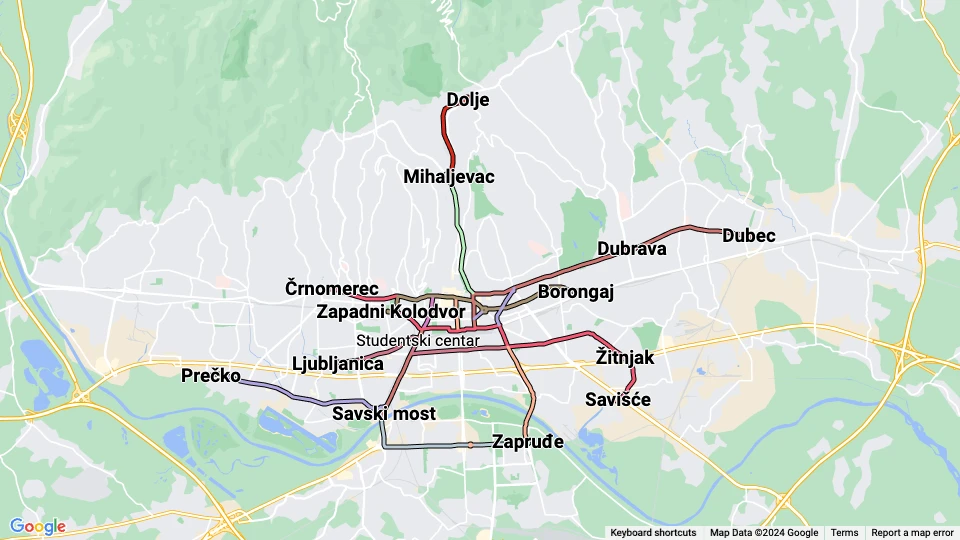 Zagrebački Električni Tramvaj (ZET) Linienkarte