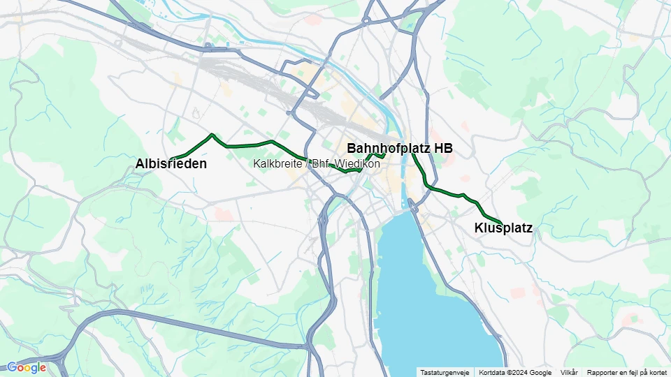 Zürich Straßenbahnlinie 3: Albisrieden - Klusplatz Linienkarte