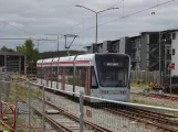 Aarhus Niederflurgelenkwagen 1111-1211 auf der Seitenbahn bei Odder (2020)