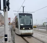 Aarhus Stadtbahn Linie L1 mit Niederflurgelenkwagen 2109-2209nah Østbanetorvet (2020)