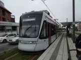 Aarhus Stadtbahn Linie L2 mit Niederflurgelenkwagen 1112-1212 am Stjernepladsen (2022)