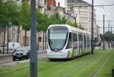 Angers Straßenbahnlinie A mit Niederflurgelenkwagen 1011 am Foch Haras (2016)