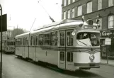 Archivfoto: Kopenhagen Straßenbahnlinie 5 mit Gelenkwagen 801 auf Nørrebrogade (1960)
