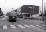 Archivfoto: Malmö Straßenbahnlinie 4 mit Triebwagen 71 in der Kreuzung Linnégaten/Kalkbrottsgatan (1973)