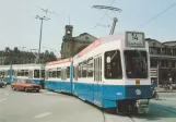 Archivfoto: Zürich Straßenbahnlinie 14 mit Gelenkwagen 2003 auf Bahnhofplatz (1977)