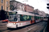 Augsburg Straßenbahnlinie 3 mit Gelenkwagen 603 auf Konrad Adenuer Allee (1998)
