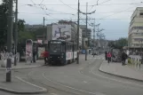 Beograd Straßenbahnlinie 9 mit Gelenkwagen 305 am Savski Trg (2008)