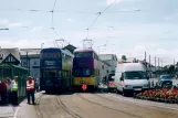 Blackpool Straßenbahnlinie T mit Doppelstocktriebwagen 709 am Cleveleys (2006)