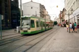 Brandenburg an der Havel Straßenbahnlinie 6 mit Niederflurgelenkwagen 102 nahe bei Neustädtischer Markt (2001)