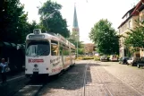 Braunschweig Straßenbahnlinie 1 mit Gelenkwagen 7556 am Radeklint (2001)