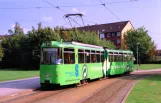 Braunschweig Straßenbahnlinie 2 mit Gelenkwagen 6956 am Anklamstr. (1992)