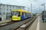 Braunschweig Straßenbahnlinie 4 mit Niederflurgelenkwagen 0751 am Verkehrs-Gmbh (2012)