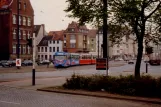 Bremen Straßenbahnlinie 1 mit Gelenkwagen 552 nahe bei Theater am Leibnizplatz (1989)