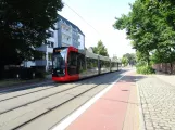 Bremen Straßenbahnlinie 8 mit Niederflurgelenkwagen 3214 auf Wachmannstraße (2021)