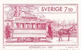 Briefmarke: Göteborg Pferdebahnlinie mit Pferdestraßenbahnwagen auf Södra Allégatan (1995)