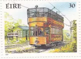Briefmarke: Howth Straßenbahnlinie mit Triebwagen 10 am Gaily Post Office (1987)