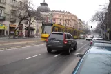 Budapest Straßenbahnlinie 6 mit Niederflurgelenkwagen 2008 nahe bei Jászai Mari tér (2013)