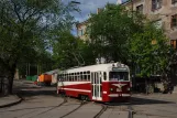 Charkiw Ausflugslinie A mit Museumswagen 055 in der Kreuzung Hrekivs'ka Street/1. Yi Kinnoi Armii Street (2011)