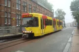 Charleroi Straßenbahnlinie M3 mit Gelenkwagen 7435 am Bruyerre (2014)