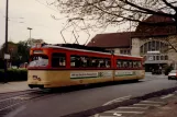 Darmstadt Straßenbahnlinie 3 mit Gelenkwagen 97 am Hauptbahnhof (Platz der Deutschen Einheit) (1990)