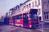 Den Haag Straßenbahnlinie 7 mit Gelenkwagen 3037nah Mauritskade (1987)