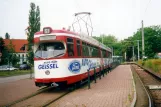Dessau Straßenbahnlinie 1 mit Gelenkwagen 004 am Tempelhofer Straße (2001)