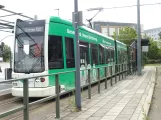 Dessau Straßenbahnlinie 1 mit Niederflurgelenkwagen 308 am Hauptbahnhof (2023)
