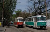 Donezk Straßenbahnlinie 10 mit Triebwagen 960 auf Horkoho Street (2011)