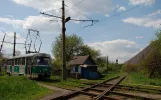 Donezk Straßenbahnlinie 8 mit Triebwagen 159 auf Pohodina Street (2011)