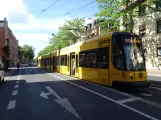 Dresden Straßenbahnlinie 3 mit Niederflurgelenkwagen 2827 "Stadt Radeberg" am Trachenberger Platz (2019)