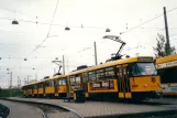Dresden Straßenbahnlinie 7 mit Triebwagen 224 280 am Gorbitz (2002)
