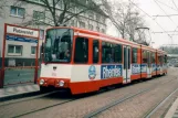 Duisburg Straßenbahnlinie 903 mit Gelenkwagen 1014 am Platanenhof (1996)